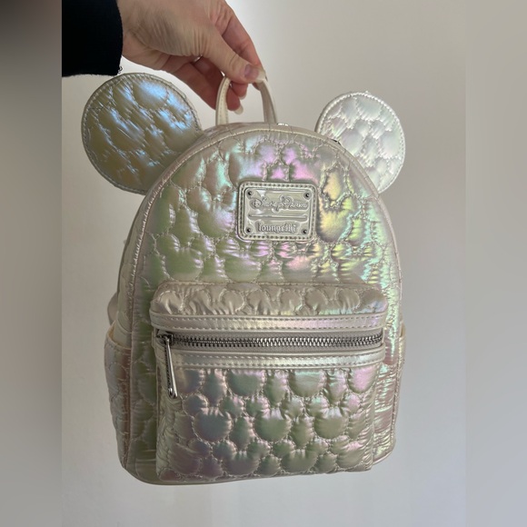 Loungefly Iridescent Quilted Backpack with Ears - Picture 1 of 5